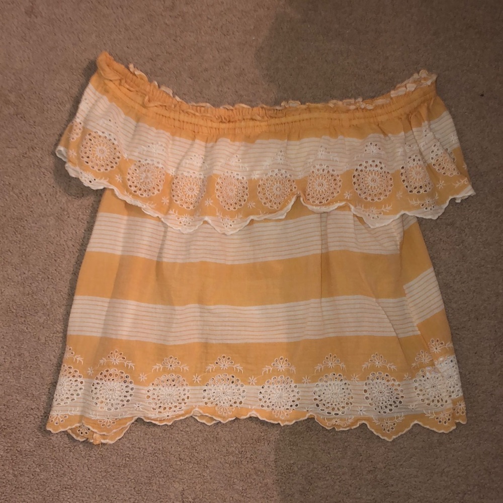 American eagle stripped off the shoulder shirt